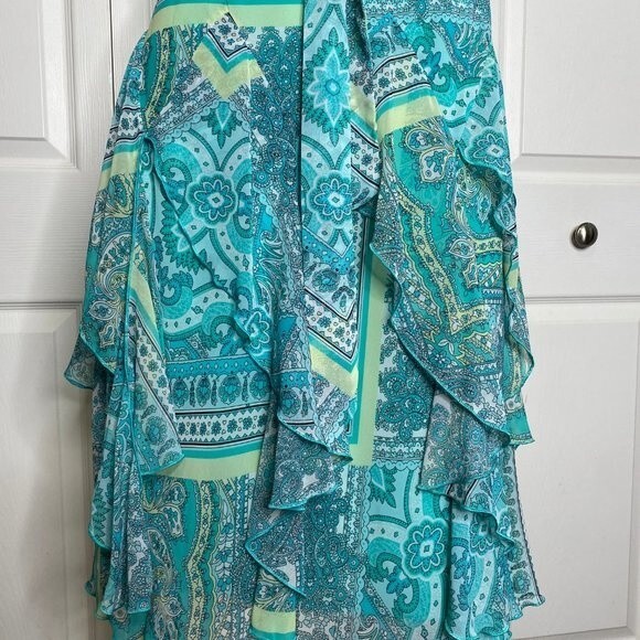 ROBBIE BEE Paisley Chiffon Ruffle Midi Dress Size 12 - Picture 11 of 13